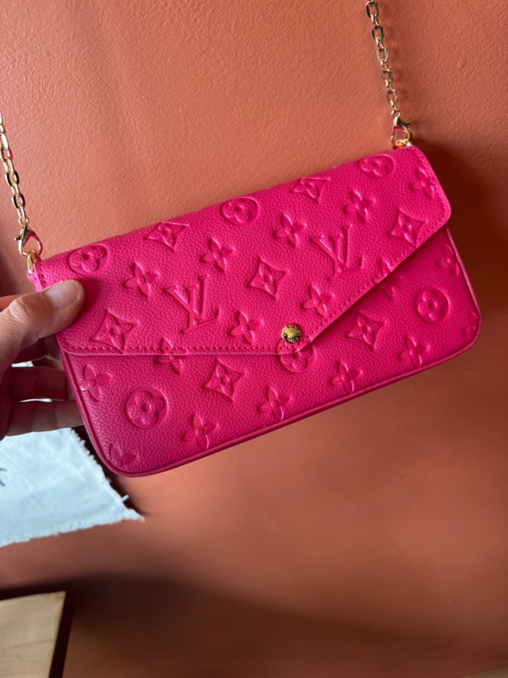Louis Vuitton Fuchsia Monogram Chain Crossbody with Card Holder - Picture 8 of 10